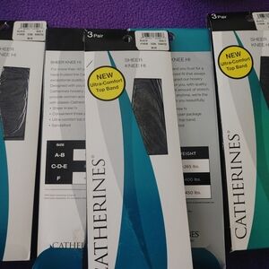 Catherines Sheer Knee Highs - Black New Plus Size 5-Packs Sold Together As Set